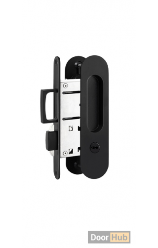 Black Sliding Door Handle Set – Telescopic Lock Mechanism for Wooden & Aluminium Doors